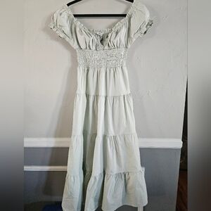 Romantic Tiered Peasant Maxi Dress with Smocked Waist